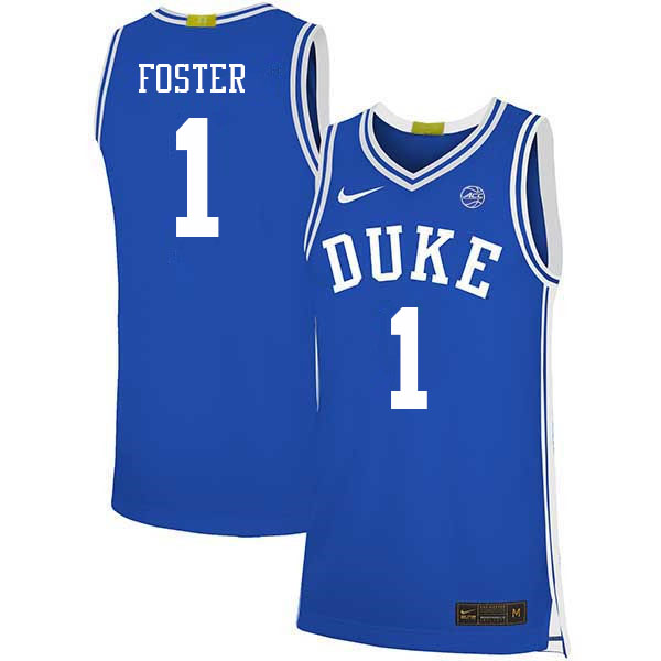 Men #1 Caleb Foster Duke Blue Devils College Basketball Jerseys Stitched Sale-Blue